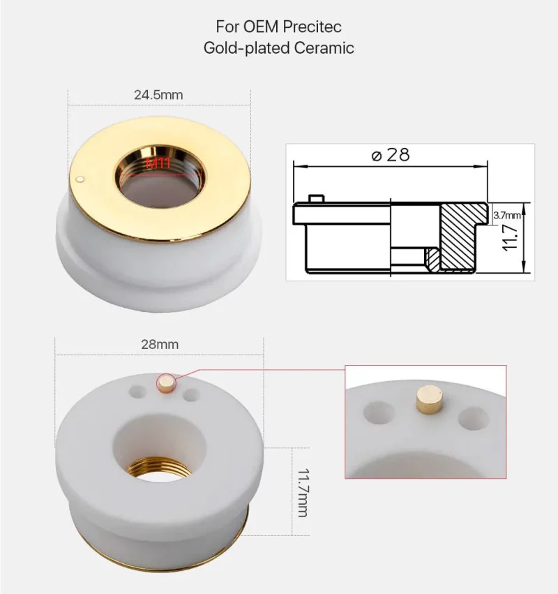Gold-plated Laser Ceramics D28 for Precitec - Product Details 1